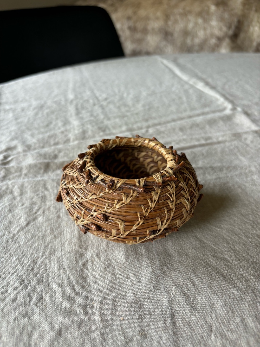 Vintage Native Handmade Pine Needle Basket